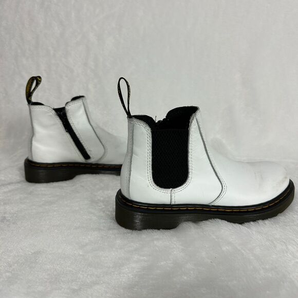 Dr Martens Youth Size 1 Chelsea Boots Ankle White Leather Zip Combat 2976J Docs - Picture 7 of 9